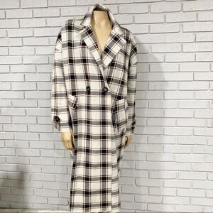 Zara Women's Plaid Knit Ecru Coat‎